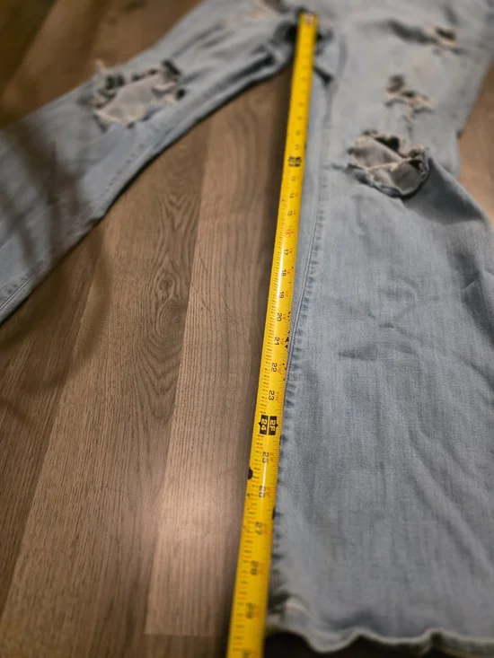 American Eagle Outfitters Light Blue Distressed Flare Jeans - Picture 3 of 6